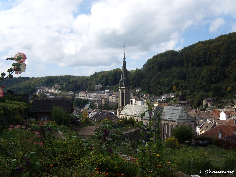 La ville de Plombières-les-Bains depuis les Jardins en Terrasses
